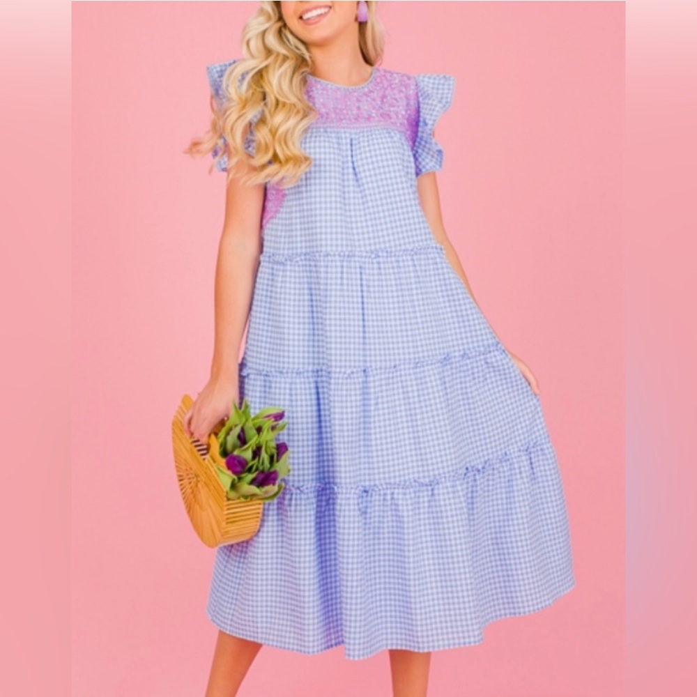 J.Marie Kayla Blue and Purple Gingham Dress